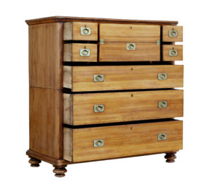 19th Century Camphor Campaign Chest of Drawers Writing Slope — thumbnail 8