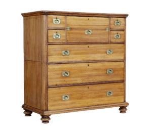 19th Century Camphor Campaign Chest of Drawers Writing Slope — thumbnail 1