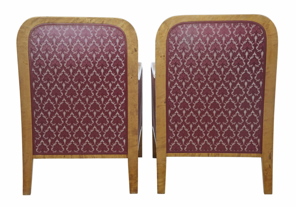 Pair of Art Deco Scandinavian Birch Lounge Armchairs — image 4