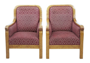 Pair of Art Deco Scandinavian Birch Lounge Armchairs — thumbnail 1