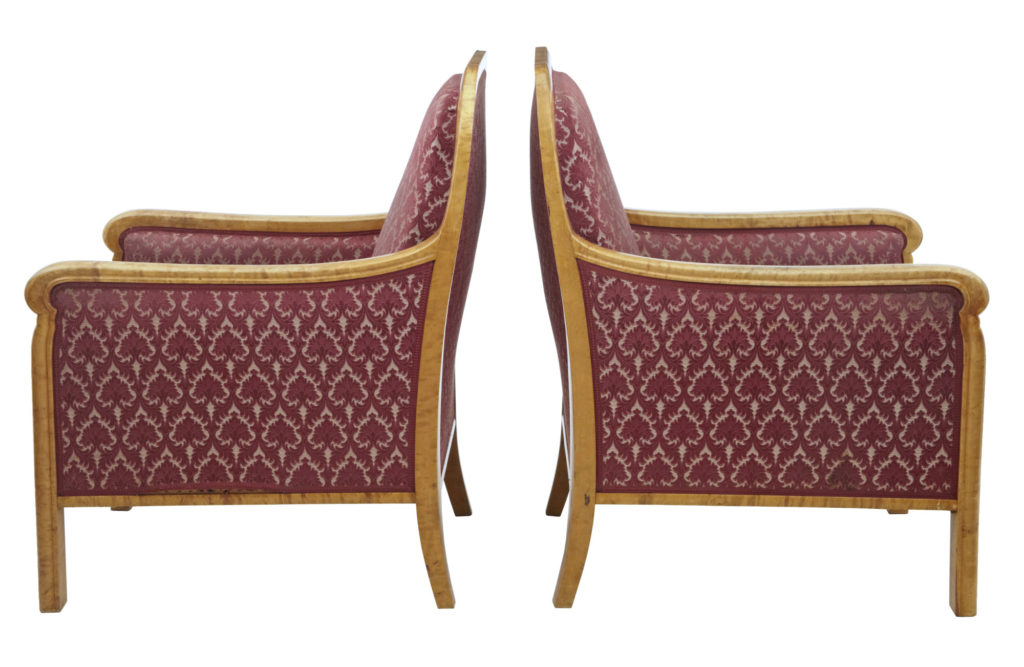Pair of Art Deco Scandinavian Birch Lounge Armchairs — image 5