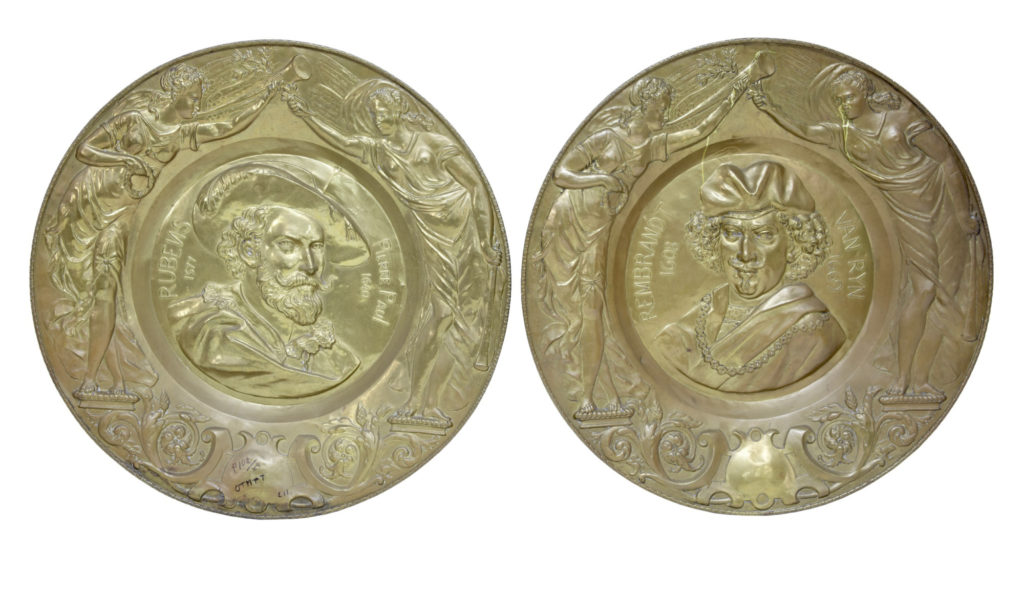 Pair of 19th Century Decorative French Brass Wall Plaques