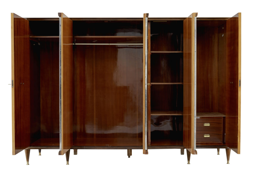 20th Century 1950’s Italian Walnut and Mahogany Bedroom Suite — image 5