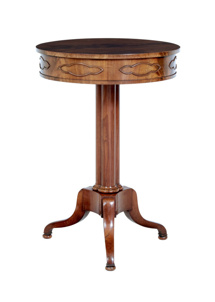 19TH CENTURY DANISH MAHOGANY WORK OCCASIONAL TABLE