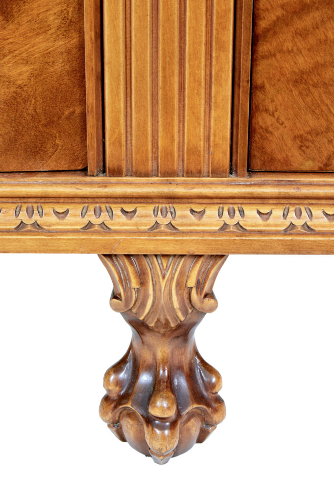 Mid 20th Century Swedish Birch Chippendale Revival Bowfront Sideboard — image 3