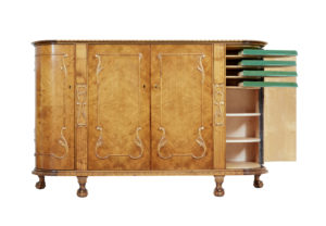 Mid 20th Century Swedish Birch Chippendale Revival Bowfront Sideboard — thumbnail 8