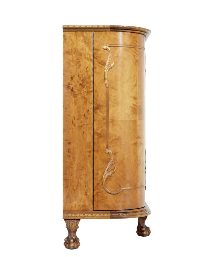 Mid 20th Century Swedish Birch Chippendale Revival Bowfront Sideboard — image 7