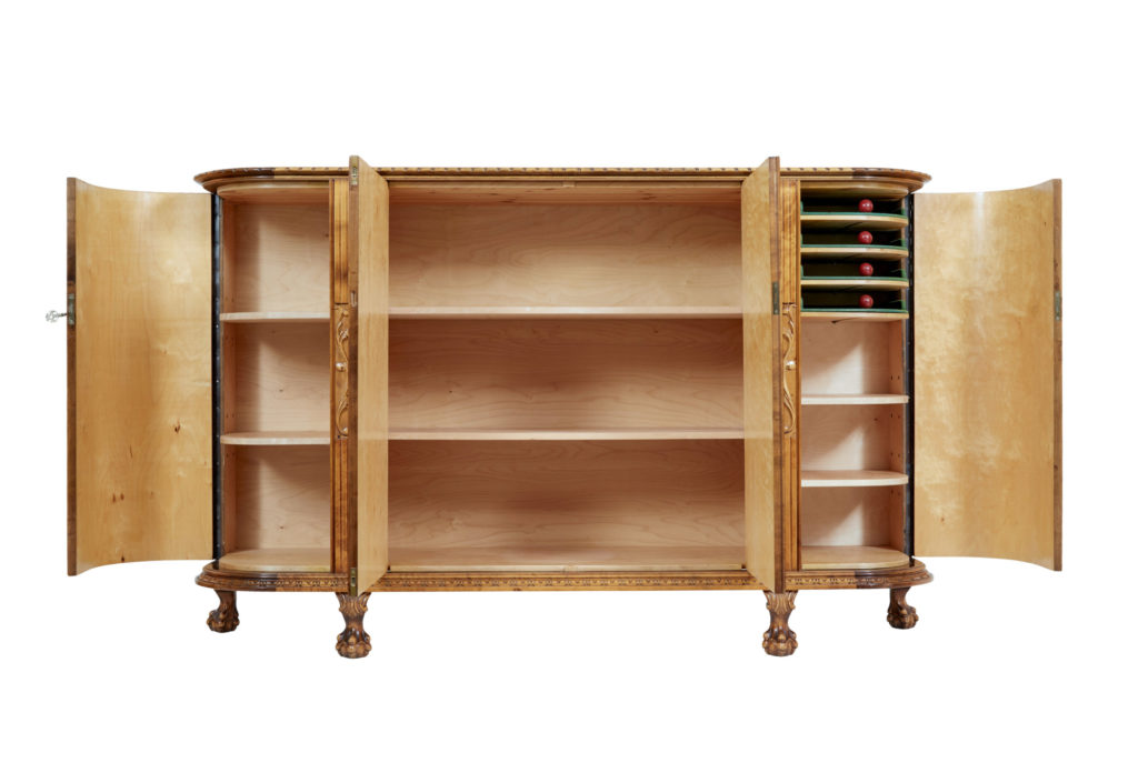 Mid 20th Century Swedish Birch Chippendale Revival Bowfront Sideboard — image 9