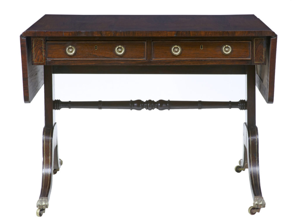 19th Century Regency Brass Inlaid Palisander Sofa Table