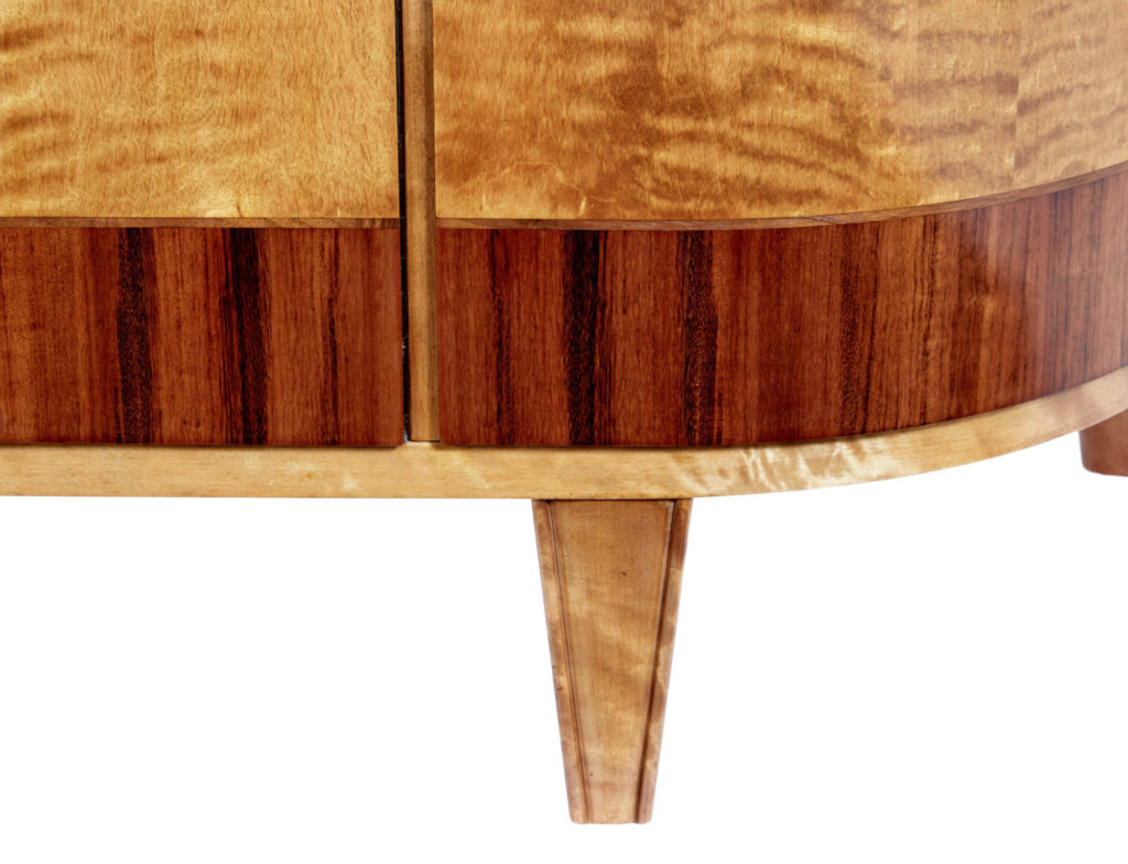 Mid 20th Century Swedish Birch Bowfront Sideboard — image 3