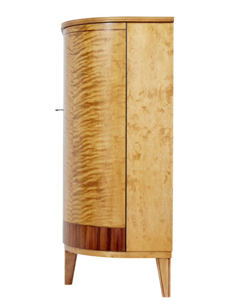 Mid 20th Century Swedish Birch Bowfront Sideboard — image 5