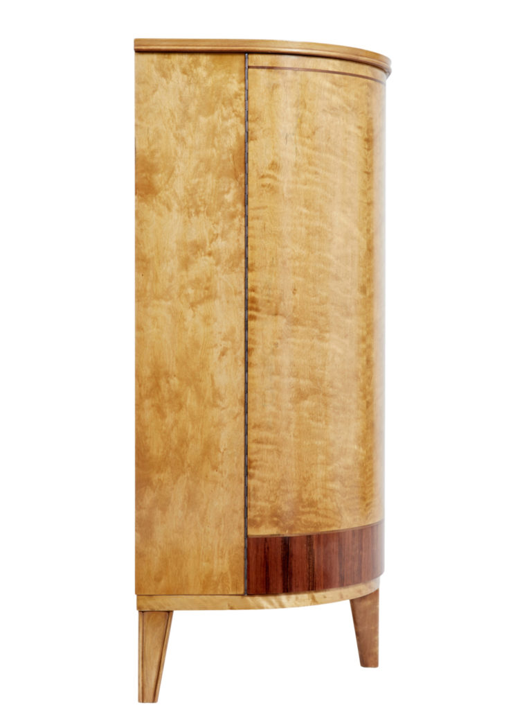Mid 20th Century Swedish Birch Bowfront Sideboard — image 7
