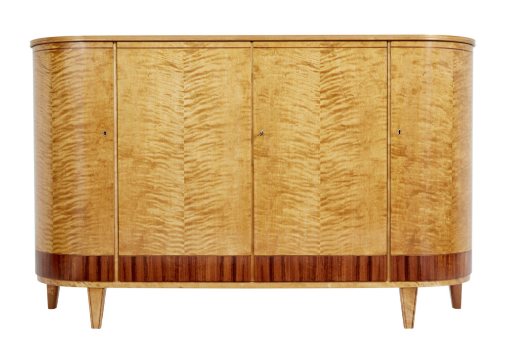 Mid 20th Century Swedish Birch Bowfront Sideboard — image 1