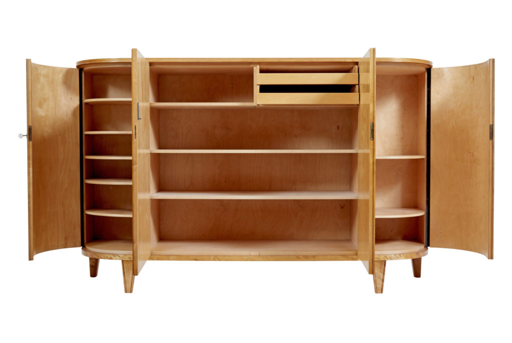 Mid 20th Century Swedish Birch Bowfront Sideboard — image 8