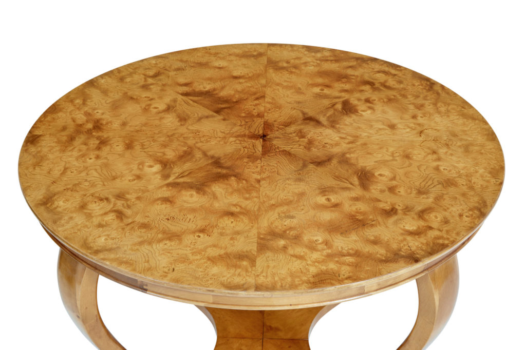 Mid 20th Century Scandinavian Burr Elm Coffee Table — image 4