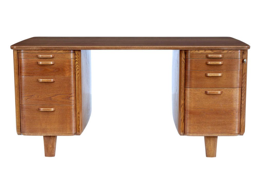 Swedish Mid 20th Century Oak Desk by Gunnar Ericsson for Atvidabergs — image 10