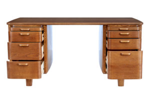 Swedish Mid 20th Century Oak Desk by Gunnar Ericsson for Atvidabergs — thumbnail 9