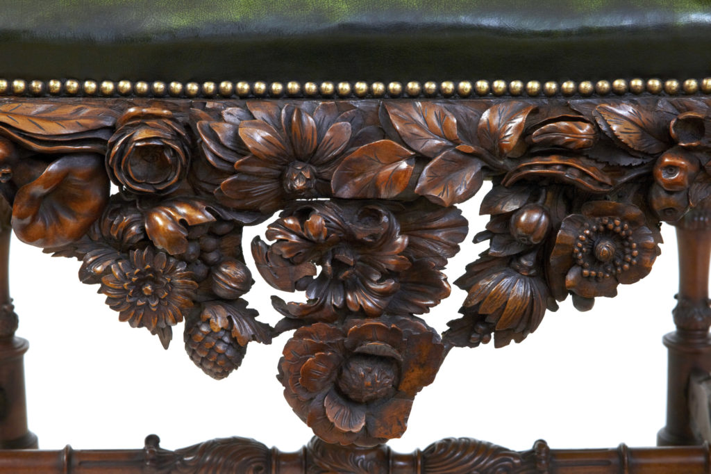 Impressive Pair of 19th Century Carved Walnut Florentine Renaissance Armchairs — image 4