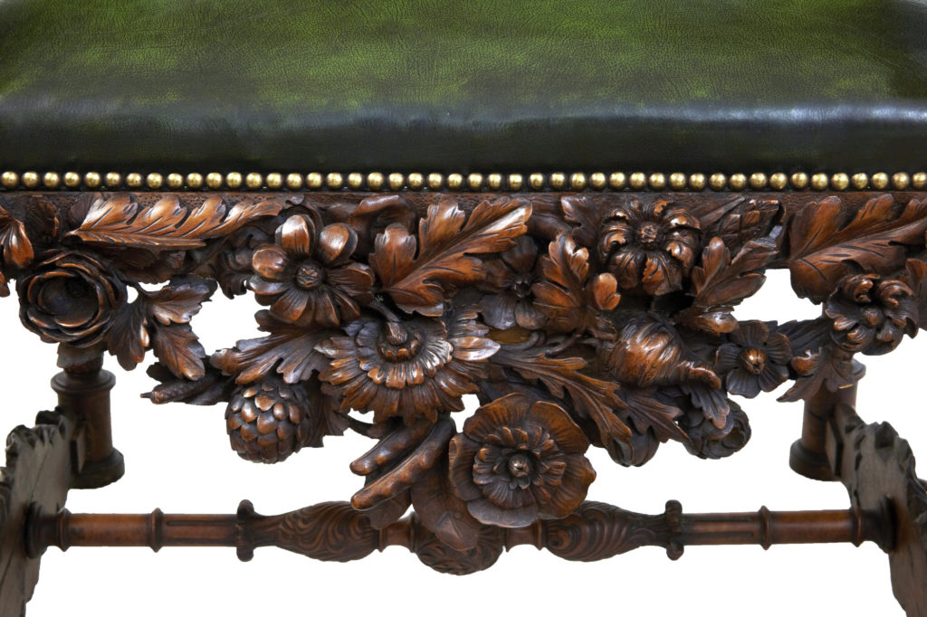 Impressive Pair of 19th Century Carved Walnut Florentine Renaissance Armchairs — image 6
