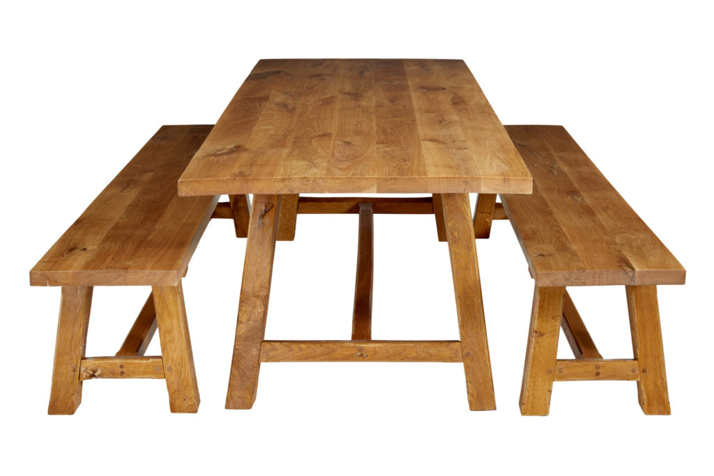 Impressive Solid Oak Dining Table and Benches by Garbo — image 7