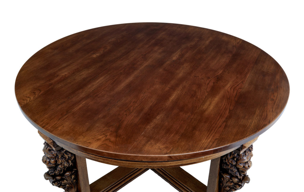 Large 19th Century Carved Lion Head Oak Center Table — image 5