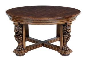 Large 19th Century Carved Lion Head Oak Center Table — thumbnail 6