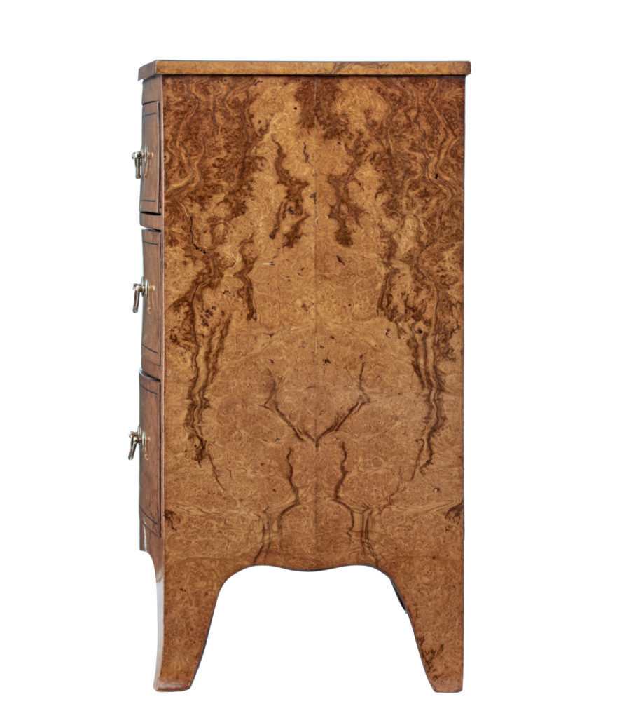 19th Century Burr Walnut Bowfront Chest of Drawers — image 4