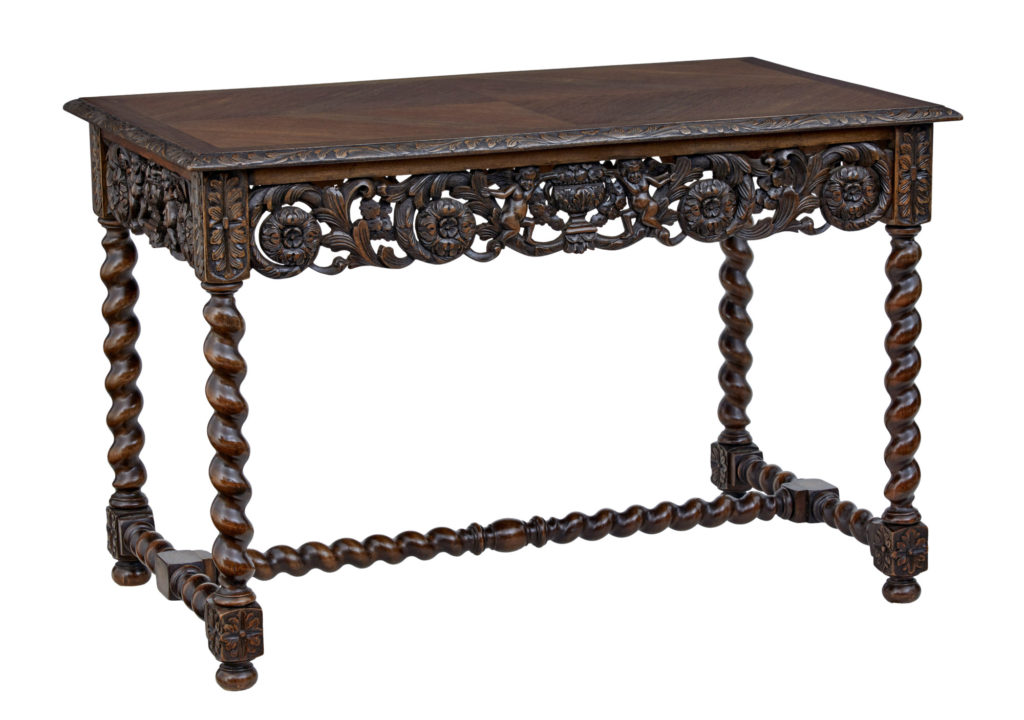 Early 20th Century Carved Oak Side Table by Waring and Gillow