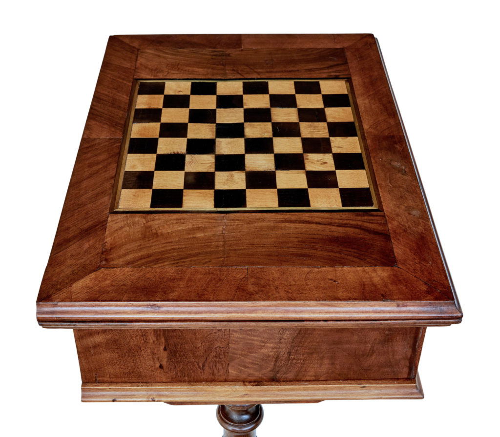 19th Century Carved Walnut Games Table — image 4
