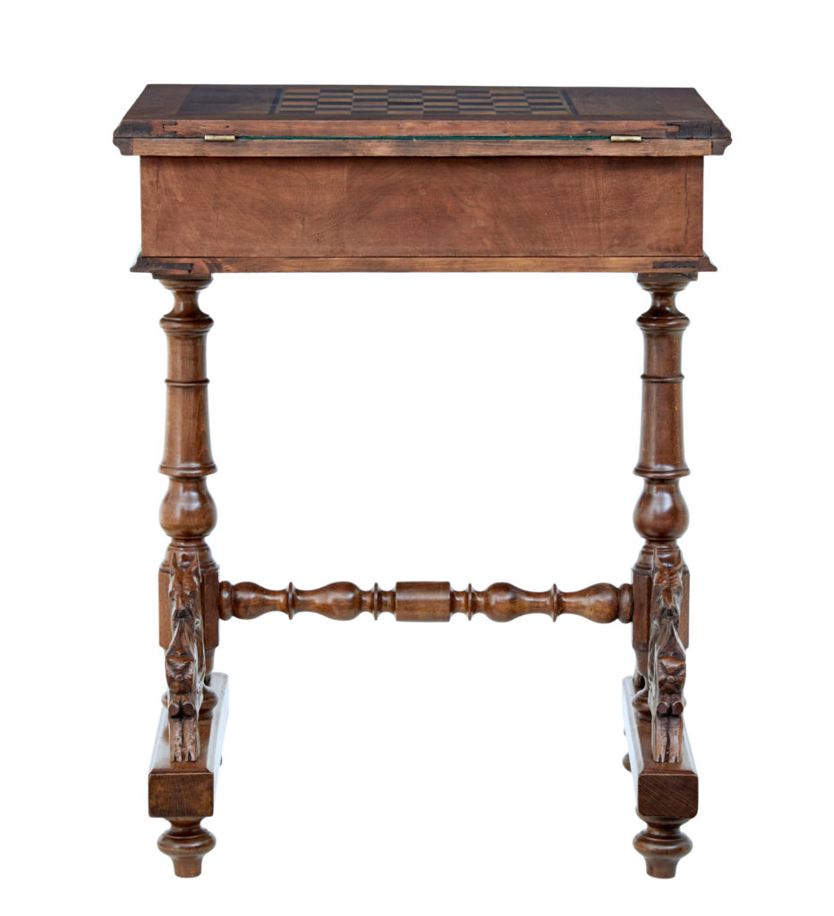 19th Century Carved Walnut Games Table — image 5
