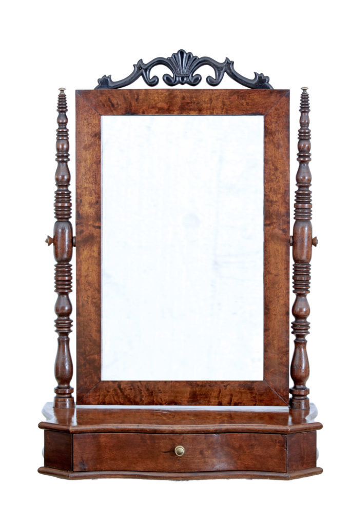 19th Century Swedish Birch Vanity Mirror