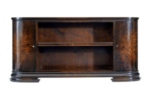 Scandinavian Art Deco Stained Birch Low Open Bookcase — thumbnail 1