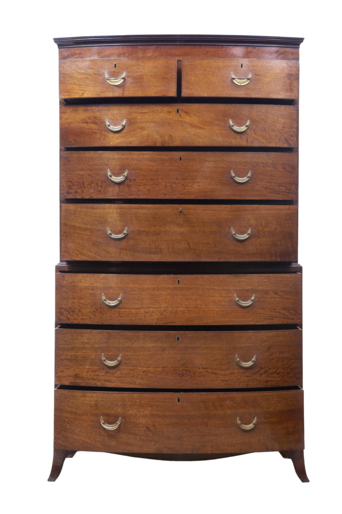 Mid 19th Century Bowfront Mahogany Chest on Chest — image 3