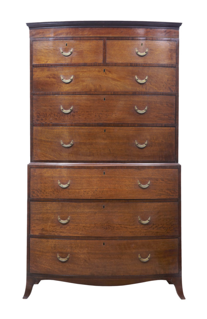 Mid 19th Century Bowfront Mahogany Chest on Chest