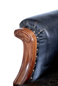 Early 20th Century Art Nouveau Walnut and Leather Armchair — thumbnail 2