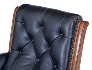 Early 20th Century Art Nouveau Walnut and Leather Armchair — thumbnail 3