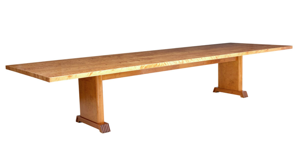 Mid 20th Century Birch Library Table of Large Proportions