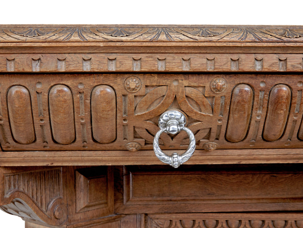 Fine Quality Late Victorian Profusely Carved Oak Library Table — image 7