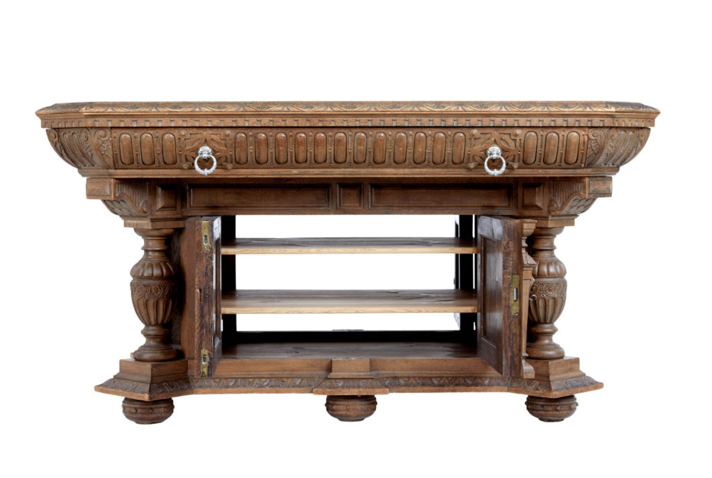 Fine Quality Late Victorian Profusely Carved Oak Library Table — image 8