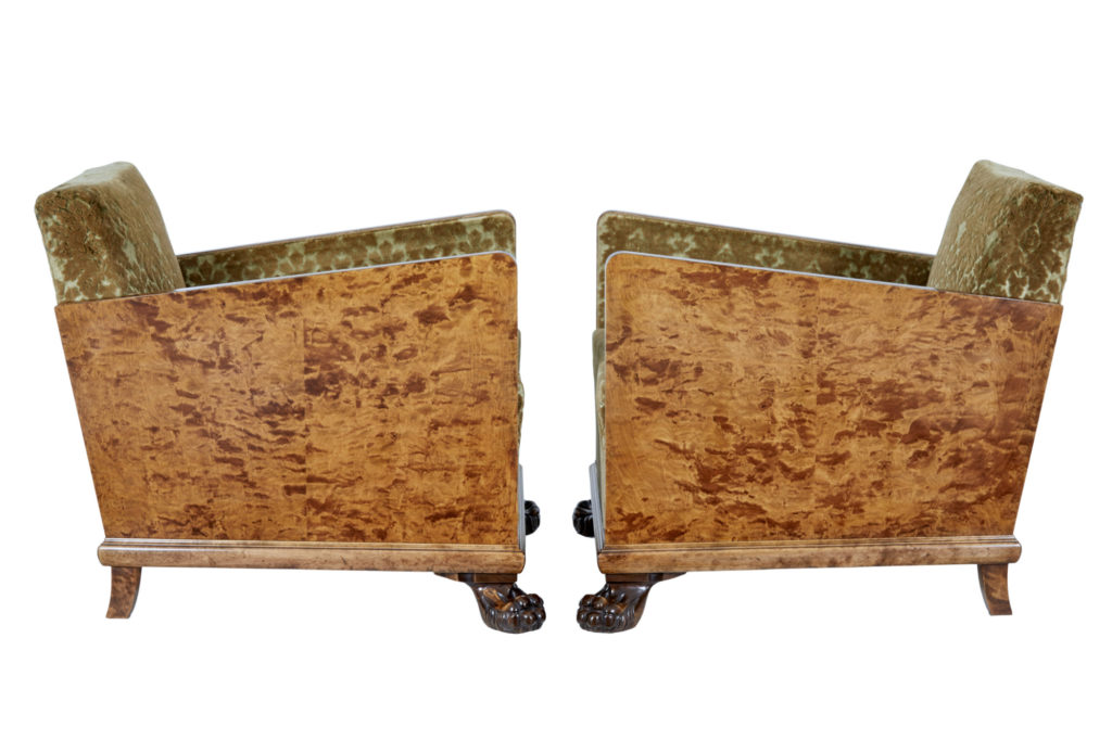 Pair of Scandinavian Art Deco Birch Club Armchairs — image 5
