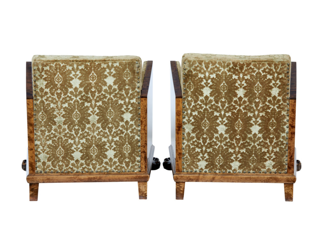 Pair of Scandinavian Art Deco Birch Club Armchairs — image 6