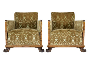 Pair of Scandinavian Art Deco Birch Club Armchairs — thumbnail 1
