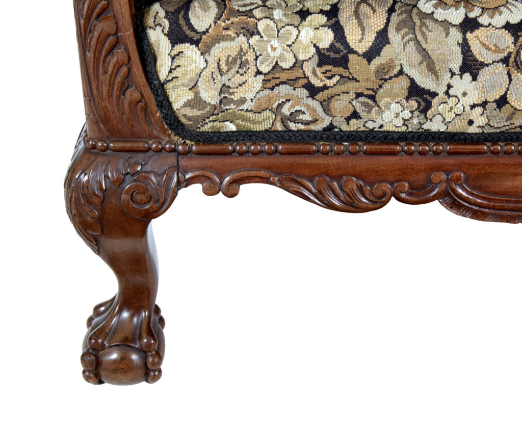 Pair of Early 20th Century Carved Walnut Armchairs — image 2
