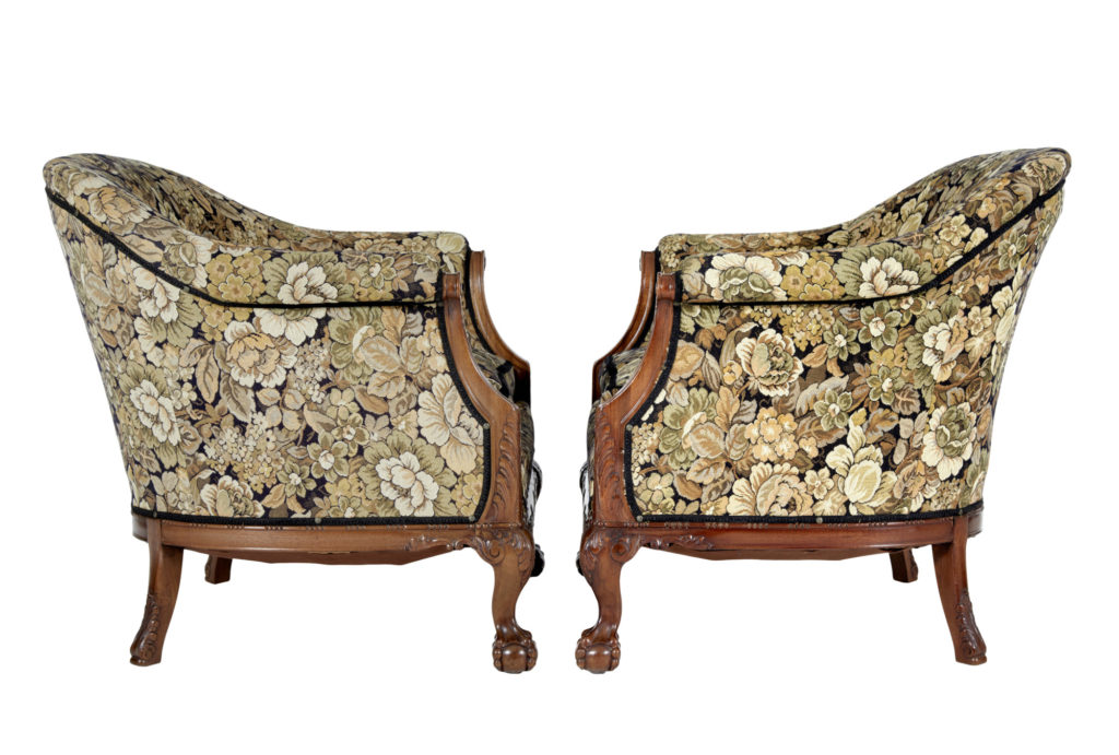 Pair of Early 20th Century Carved Walnut Armchairs — image 5