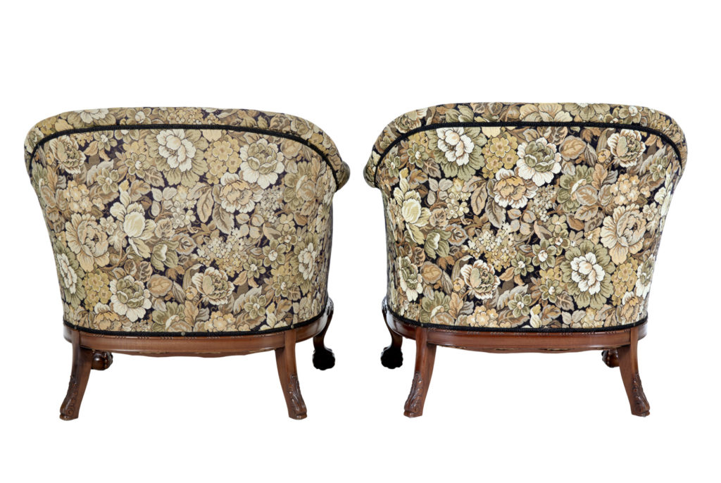 Pair of Early 20th Century Carved Walnut Armchairs — image 6