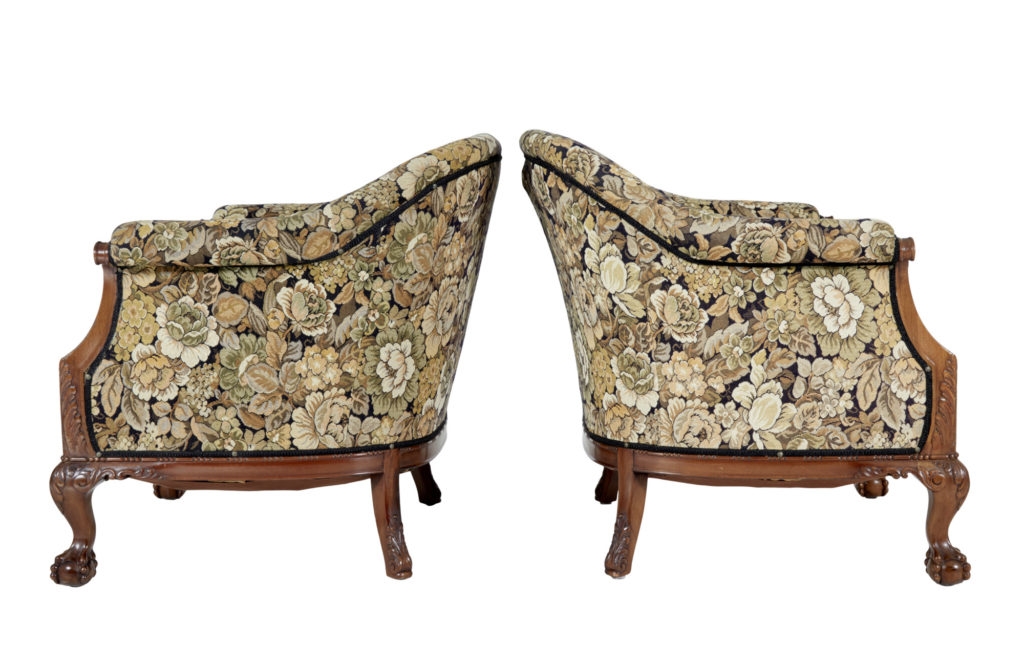 Pair of Early 20th Century Carved Walnut Armchairs — image 7