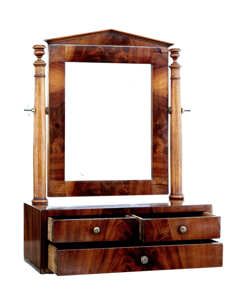 Mid 19th Century Empire Inlaid Mahogany Vanity Mirror — image 6