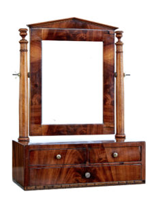 Mid 19th Century Empire Inlaid Mahogany Vanity Mirror — thumbnail 1