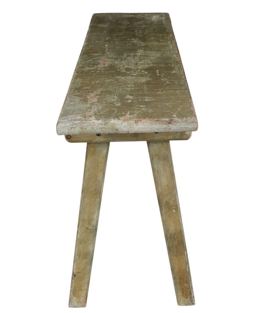 Late 19th Century Rustic Swedish Painted Pine Bench — image 4