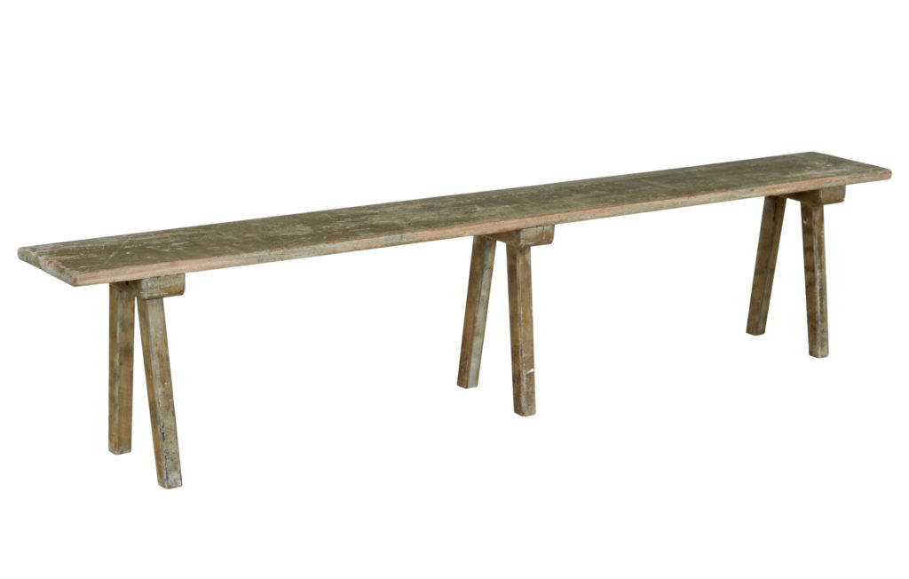 LATE 19TH CENTURY RUSTIC SWEDISH PAINTED PINE BENCH